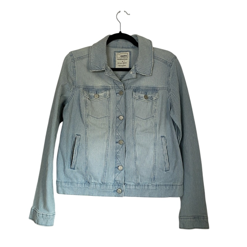 Sonoma Railroad Stripe Blue and White Small Denim‎ Jacket